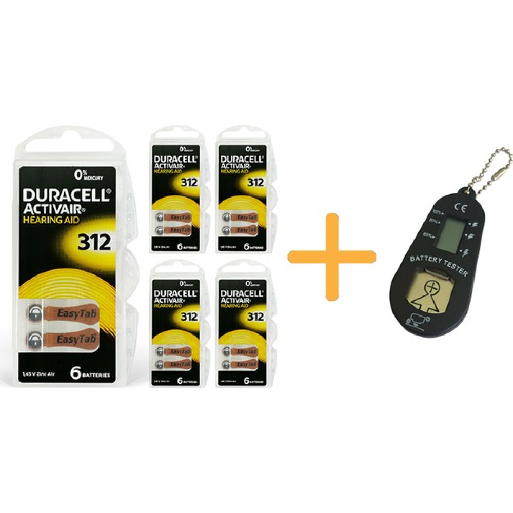 YesMed Duracell Activair 312 Numara Işitme Cihazı Pili (5 Paket x 6 Adet = 30 Adet Pil) + Hediye Işitme Cihazı Pil Ölçer, Yesmed Şarj Cihazları & Kitler Fiyatı