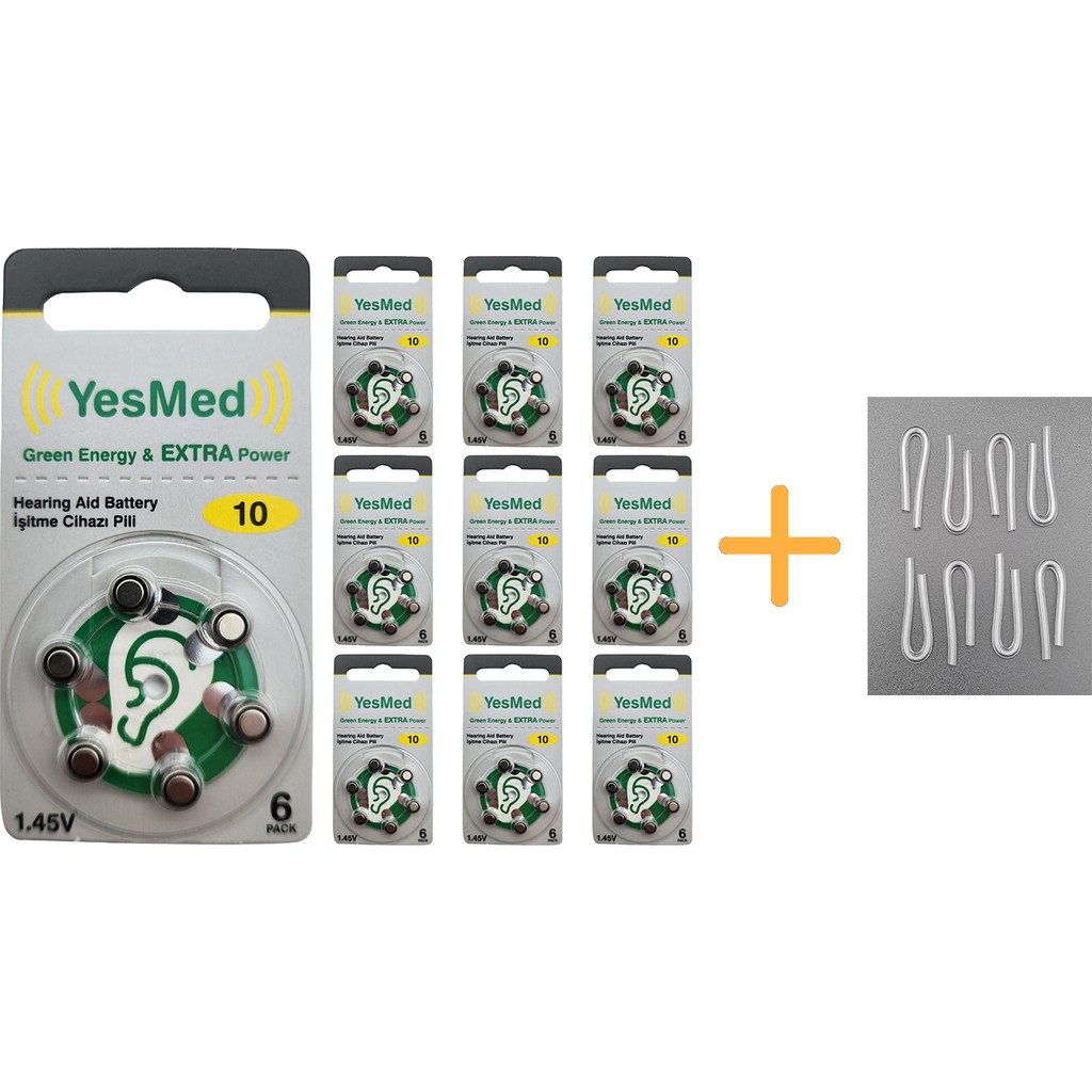 Yesmed Extra Power 10 Numara Işitme Cihazı Pili (10 Paket x 6 Adet = 60 Adet Pil) + Hediye Işitme Cihazı Hortumu (8 Adet, Orta-Standart Olan Kıvrıl... Normal & Şarj Edilebilir Piller Fiyatı