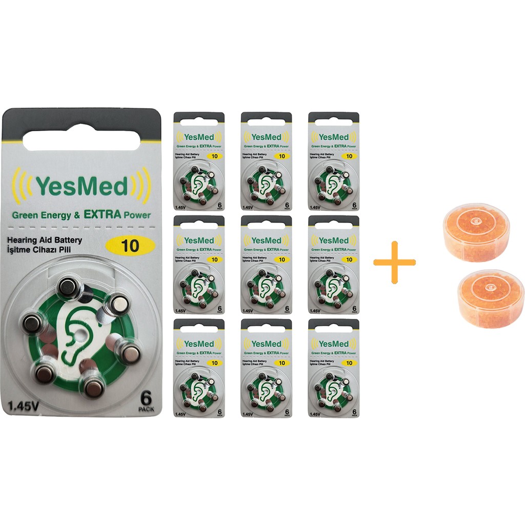 Yesmed Extra Power 10 Numara Işitme Cihazı Pili (10 Paket x 6 Adet = 60 Adet Pil) + Hediye Işitme Cihazı Nem Alıcı Tablet Diğer Fiyatı