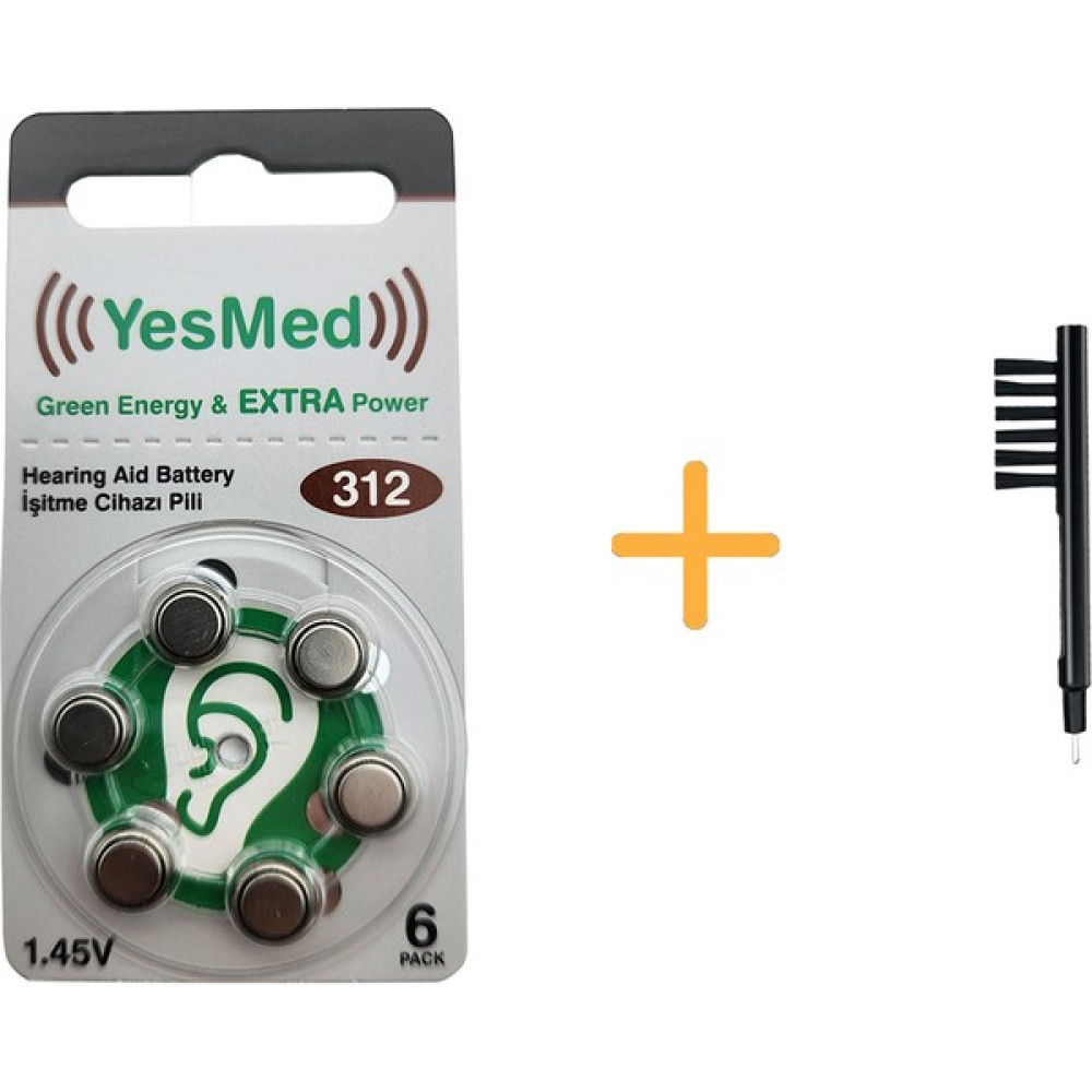 Yesmed Extra Power 312 Numara Işitme Cihazı Pili (1 Paket = 6 Adet Pil) + Hediye Mıknatıslı Işitme Cihazı Temizleme Fırçası Şarj Cihazları & Kitler Fiyatı