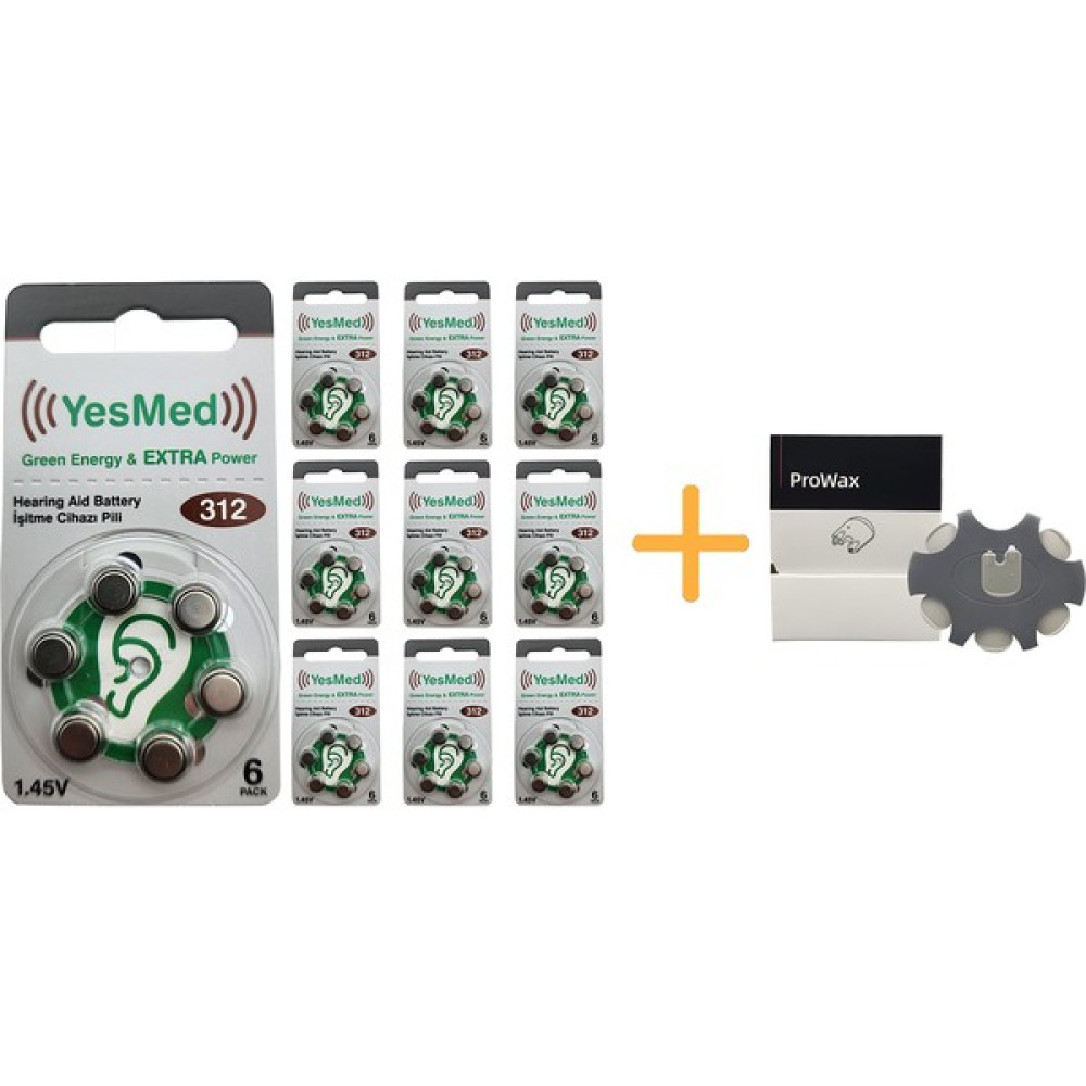 Yesmed Extra Power 312 Numara Işitme Cihazı Pili (10 Paket x 6 Adet = 60 Adet Pil) + Hediye Prowax Filtre Şarj Cihazları & Kitler Fiyatı