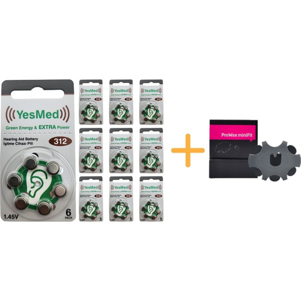 Yesmed Extra Power 312 Numara Işitme Cihazı Pili (10 Paket x 6 Adet = 60 Adet Pil ) + Hediye Prowax Minifit Filtre Şarj Cihazları & Kitler Fiyatı