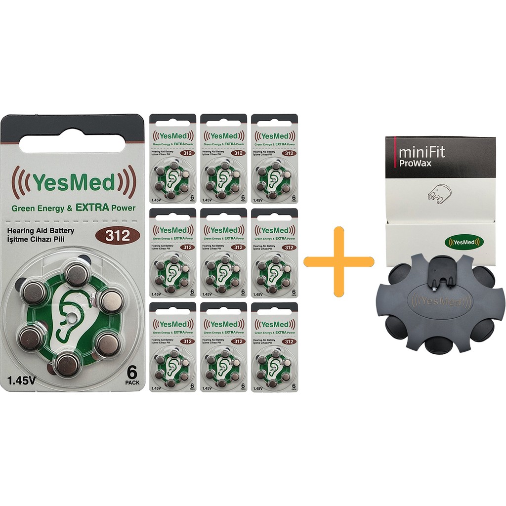 Yesmed Extra Power 312 Numara Işitme Cihazı Pili (10 Paket x 6 Adet = 60 Adet Pil ) + Yesmed Minifit Prowax Filtre Diğer Fiyatı