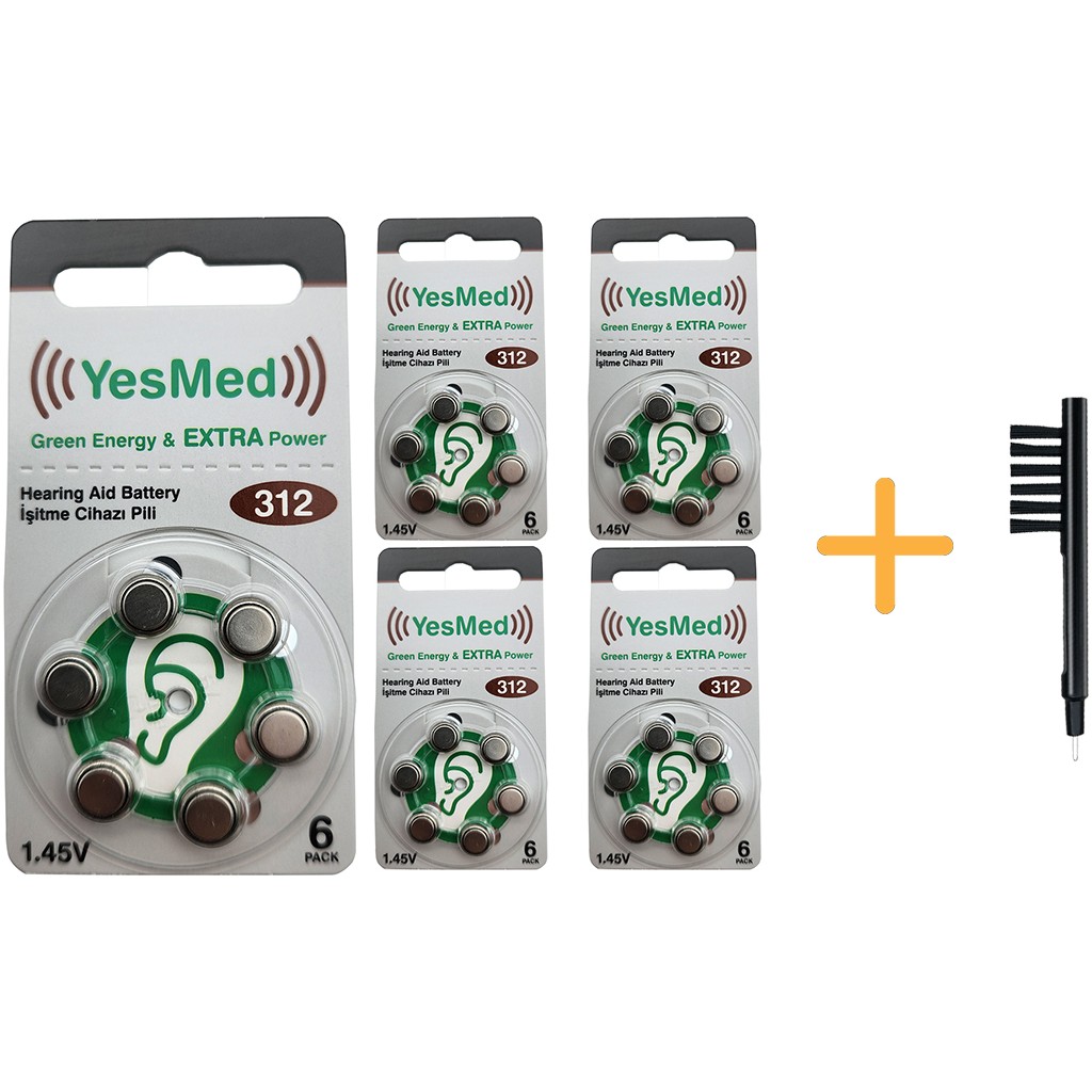Yesmed Extra Power 312 Numara Işitme Cihazı Pili (5 Paket x 6 Adet = 30 Adet Pil) + Hediye Mıknatıslı Işitme Cihazı Temizleme Fırçası Şarj Cihazları & Kitler Fiyatı
