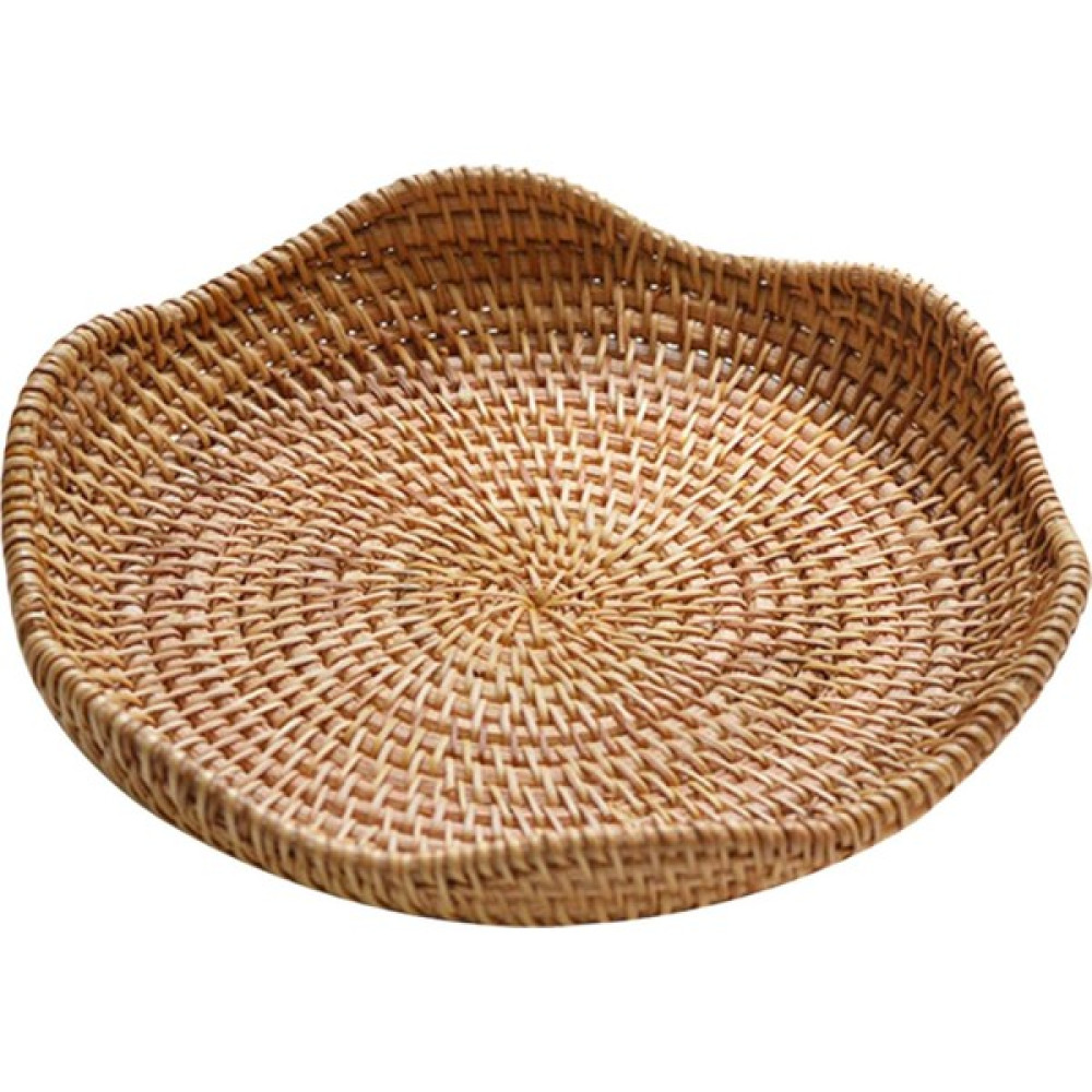 Yesper Rattan Yuvarlak Servis Tepsisi Meyve Sepeti Konteyner Gıda Organizatör Ekran Hasır 21CMX3CM (Yurt Dışından) Servis Tepsisi Fiyatı