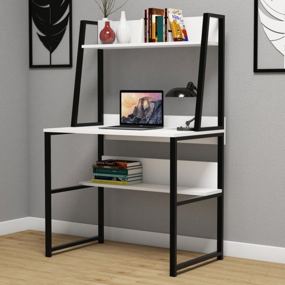 Yesst Momento 90 cm Raflı Çalışma Masası - Y: 75 cm D: 55 cm G: 90 cm - Beyaz Çalışma Masası Fiyatı