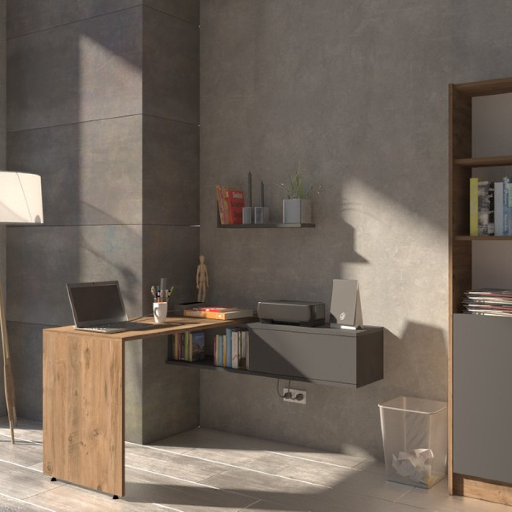 Yeti Mobilya 12073CLM Çalışma Masası Bilgisayar Masası Kitaplıklı Raflı - 120 x 52 x 73 cm - Antrasit Çalışma Masası Fiyatı