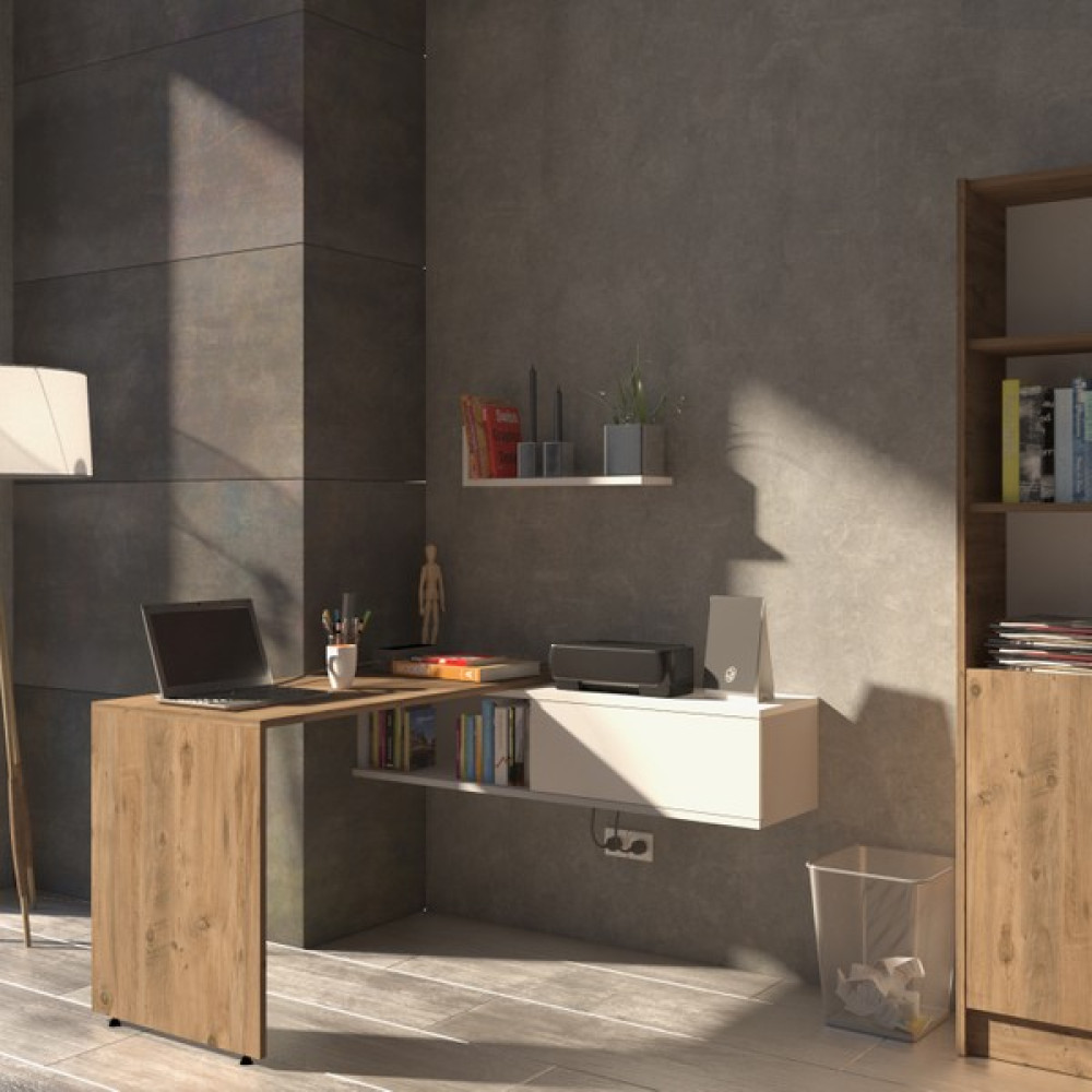 Yeti Mobilya 12073CLM Çalışma Masası Bilgisayar Masası Kitaplıklı Raflı - 120 x 52 x 73 cm - Atlantik Çam Çalışma Masası Fiyatı