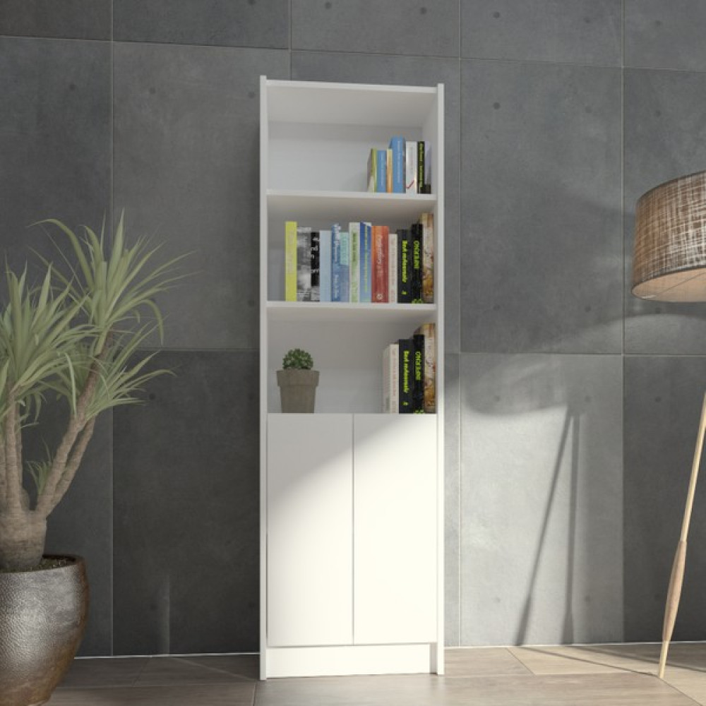Yeti Mobilya Kuta FLAT56 Kitaplık 2 Kapaklı Kütüphane Çok Amaçlı Dolap - Beyaz Kitaplık Fiyatı