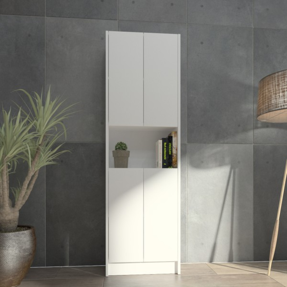 Yeti Mobilya Kuta FLAT56 Kitaplık 4 Kapaklı Kütüphane Çok Amaçlı Dolap - Beyaz Kitaplık Fiyatı