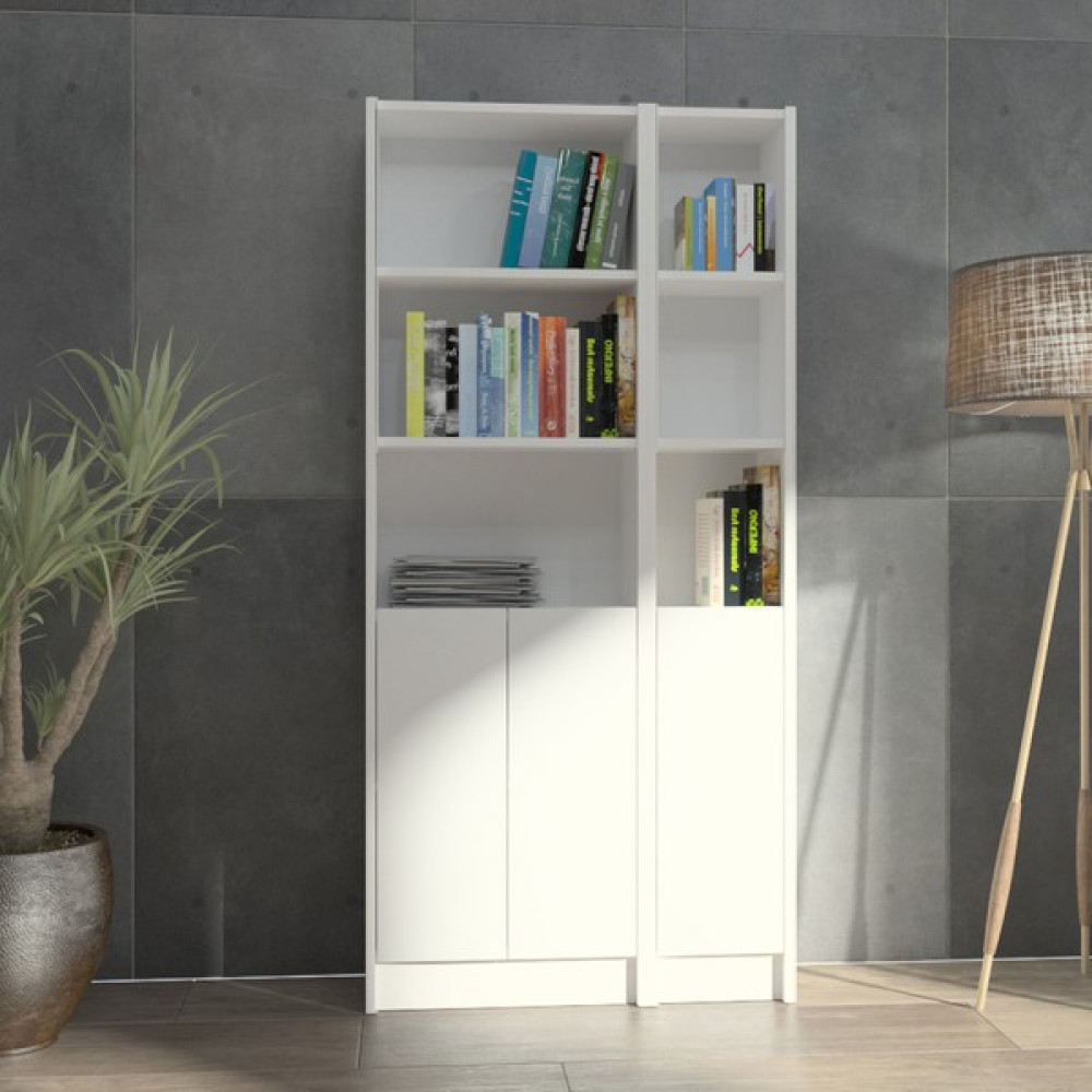 Yeti Mobilya Kuta FLAT85 Kitaplık 3 Kapaklı Kütüphane - Beyaz Kitaplık Fiyatı