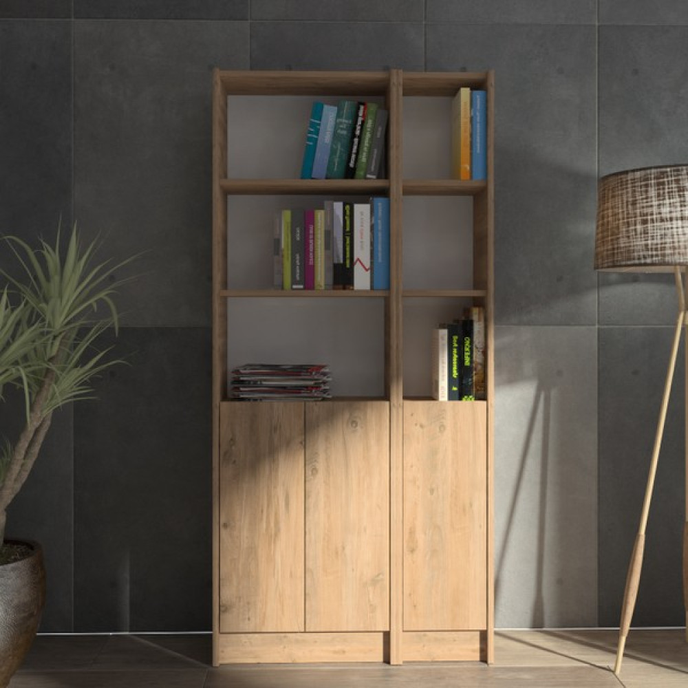 Yeti Mobilya Kuta FLAT85 Kitaplık 3 Kapaklı Kütüphane - Çam Kitaplık Fiyatı