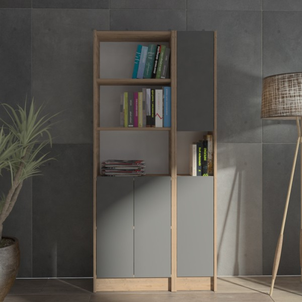 Yeti Mobilya Kuta FLAT85 Kitaplık 4 Kapaklı Kütüphane - Antrasit Kitaplık Fiyatı