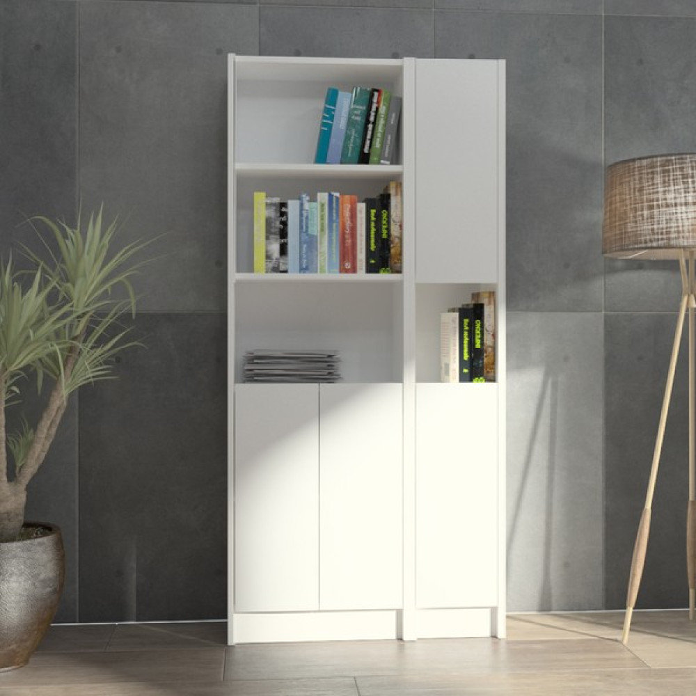 Yeti Mobilya Kuta FLAT85 Kitaplık 4 Kapaklı Kütüphane - Beyaz Kitaplık Fiyatı