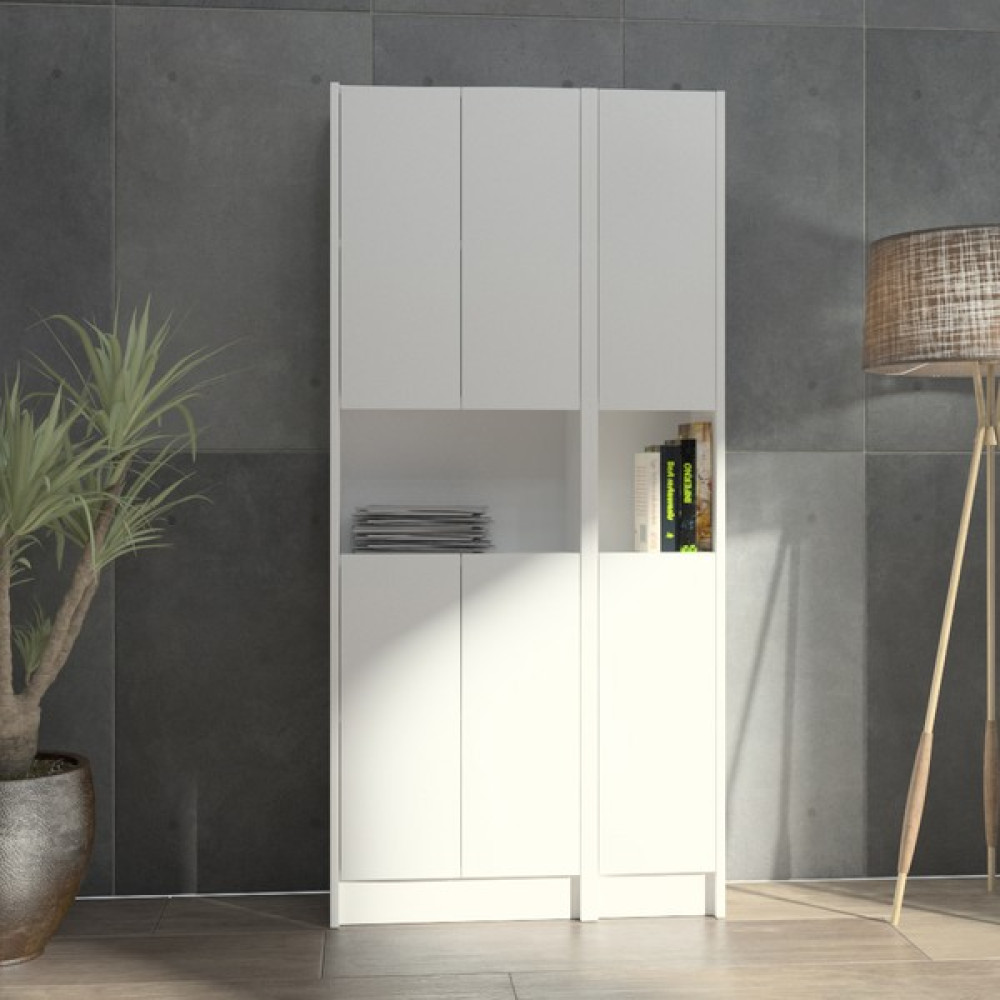 Yeti Mobilya Kuta FLAT85 Kitaplık 6 Kapaklı Kütüphane - Beyaz Kitaplık Fiyatı