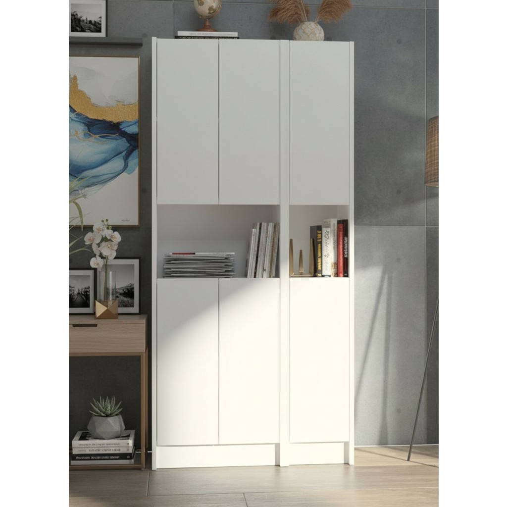 Yeti Mobilya Kuta FLAT85 Kitaplık 6 Kapaklı Kütüphane - Beyaz Kitaplık Fiyatı