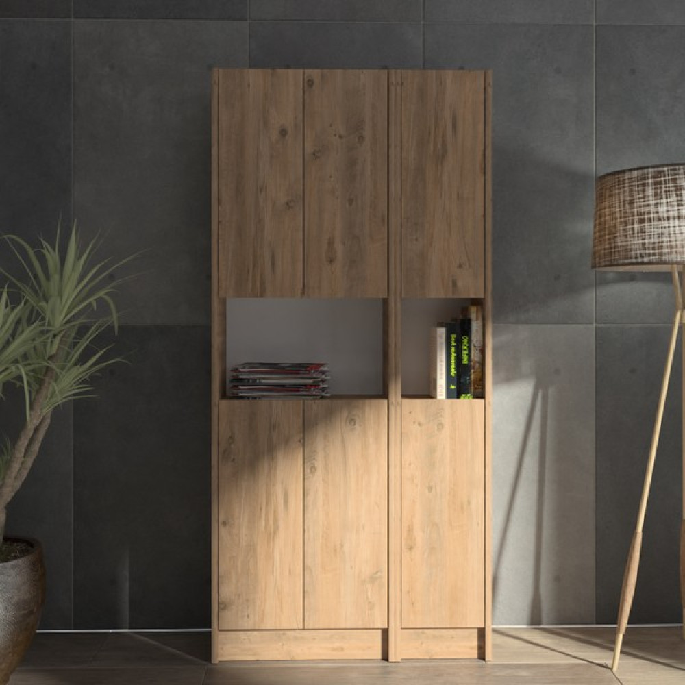 Yeti Mobilya Kuta FLAT85 Kitaplık 6 Kapaklı Kütüphane - Çam Kitaplık Fiyatı
