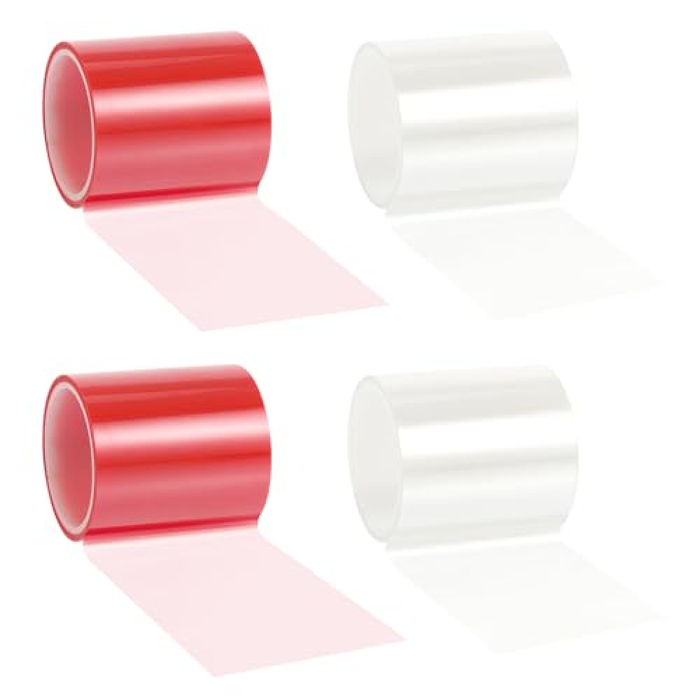 YEXEXINM 4 Rolls of Self Adhesive Repair Light Tape-16.4 ft x 2 Inches Headlight & Taillight Adhesive Repair Tape ，Auto Tail Light Tape Fog Lights Tint Tape Headlight Lens Tape (2 Red, 2 Clear)