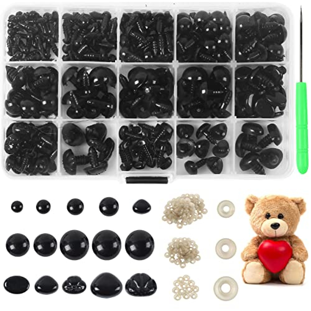 Yexixsr 566PCS Safety Eyes and Noses for Amigurumi, Stuffed Crochet Eyes with Washers, Craft Doll Eyes and Nose for Teddy Bear, Crochet Toy, Stuffed Doll and Plush Animal (Various Sizes) Baby Toys Fiyatı