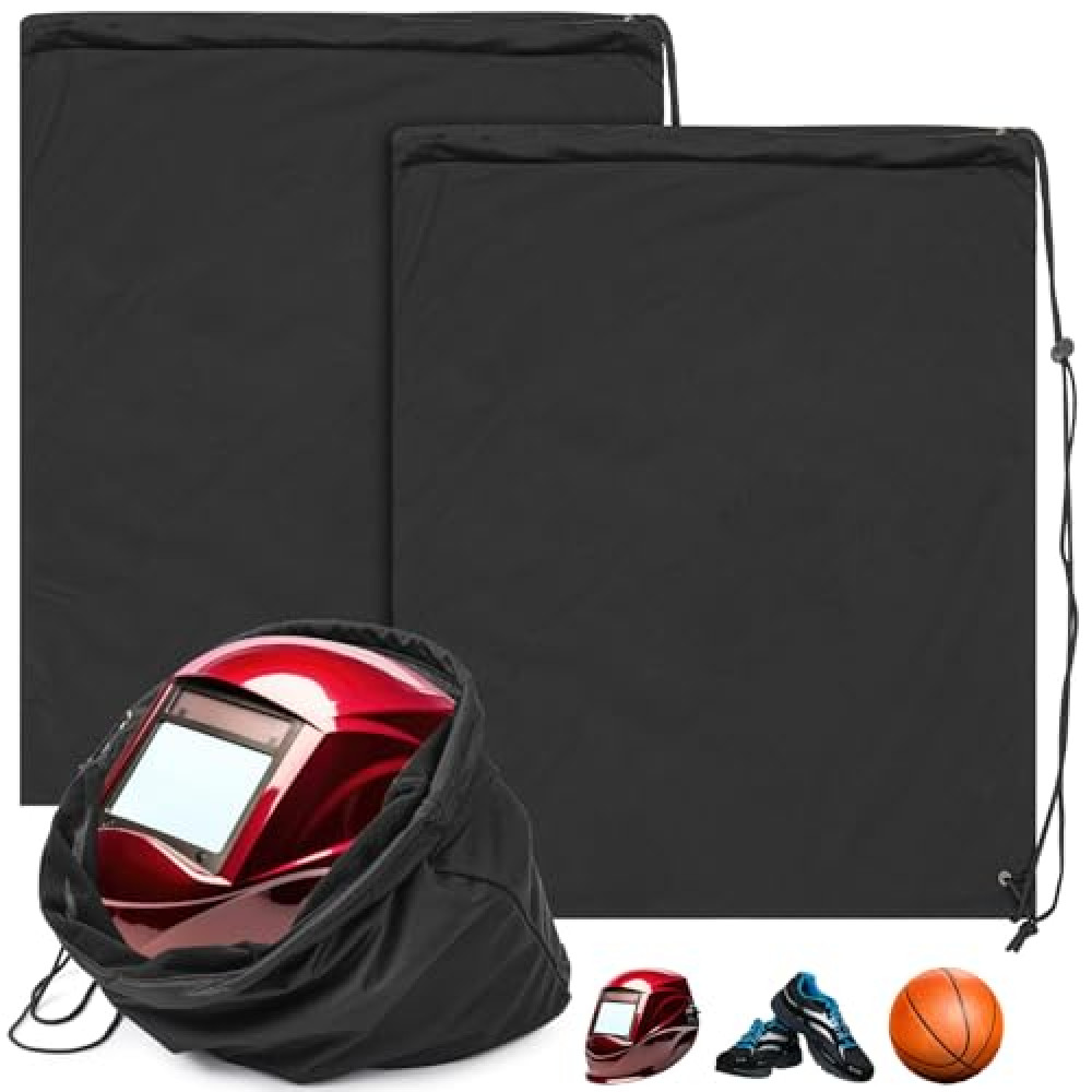 Yeyeplum 4 Pcs Helmet Bag Welding Motorcycle Hood Bag with Drawstring Locking, Microfiber Large Lightweight for Ski Riding Racing Snowmobile Dirt Bicycle Bike Fire Helmet Storage Accessories (Black)