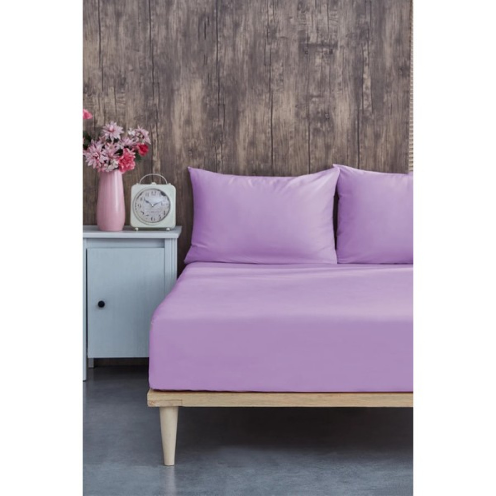 Yg Home Pamuk Çift Kişilik Lastikli Penye Çarşaf Basic 160*200+30 - 160 x 200 - Lila Çarşaf Fiyatı