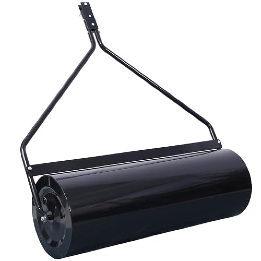 YGWKWYJI Durable 26 Gallon Iron Garden Lawn Roller - 220 lb Load Capacity, 40" Wide, ATV Tow-Behind, Ideal for Lawn and Garden Tractors, Black Color