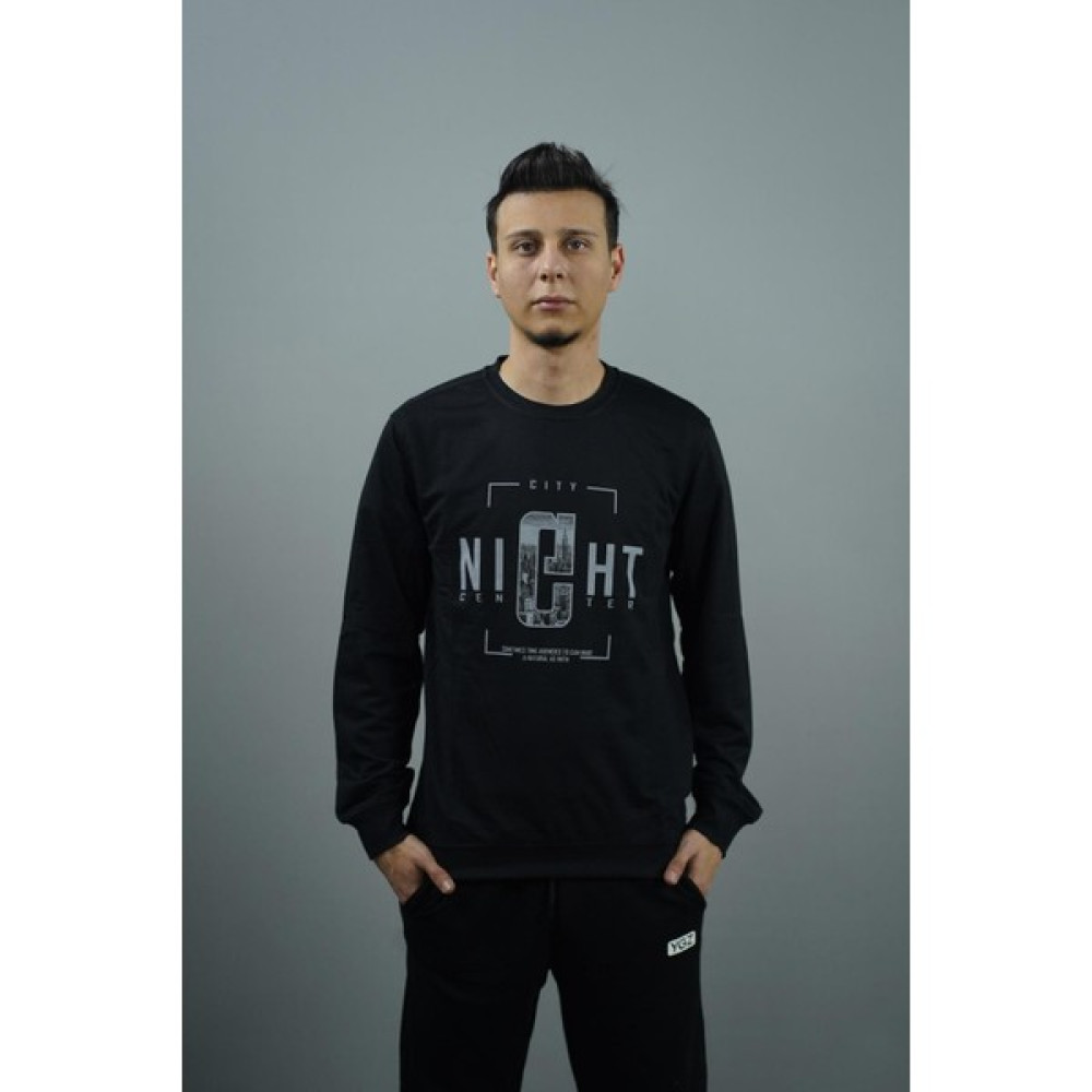 YGZ City Night Baskılı Erkek Sweatshirt Erkek Sweatshirt Fiyatı