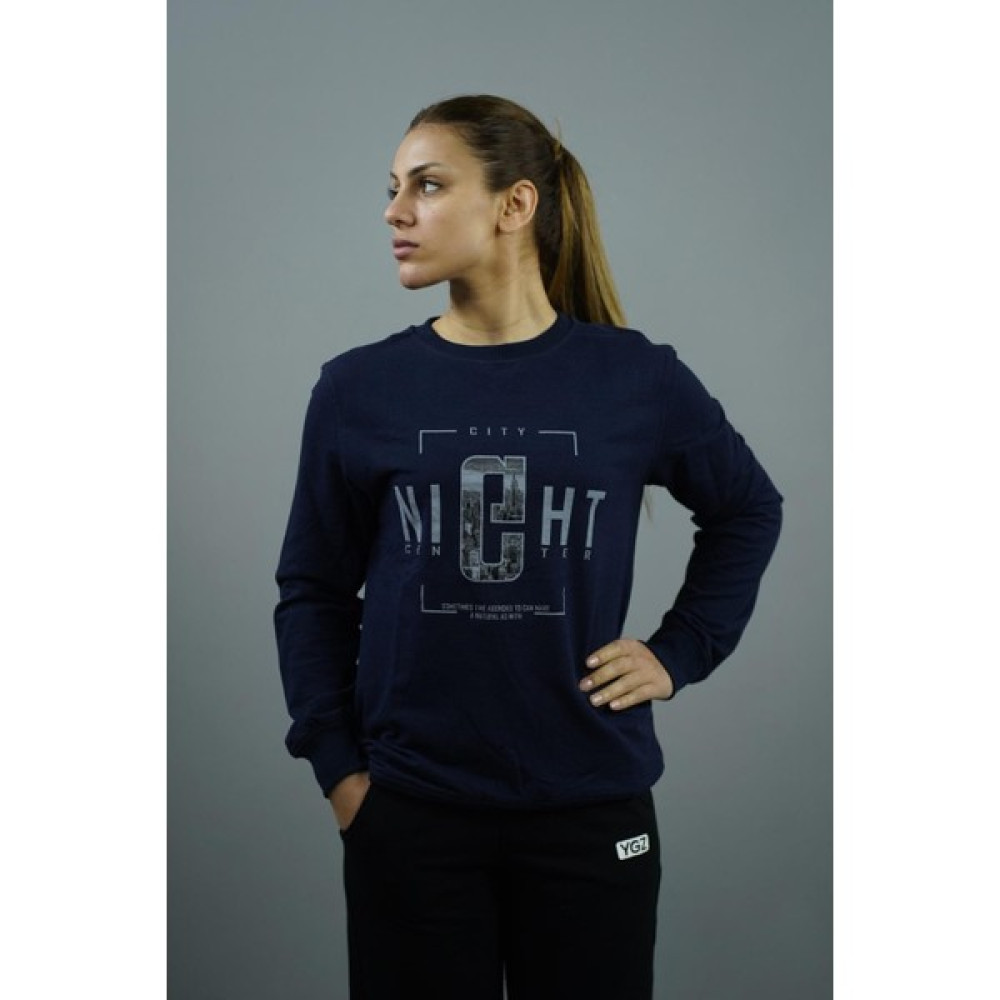 YGZ City Night Baskılı Kadın Sweatshirt Bayan Sweatshirt Fiyatı