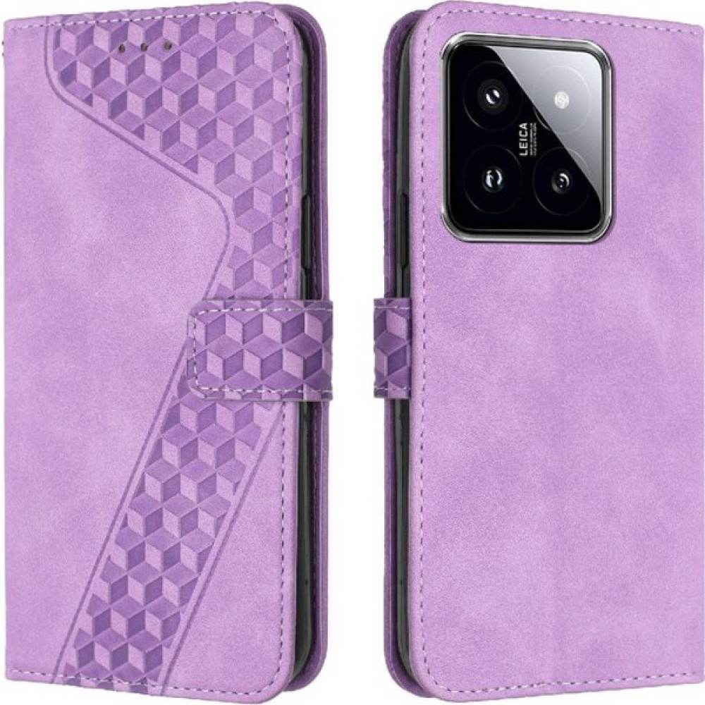 YH Mall Xiaomi 14 Için Telefon Kılıfı Cüzdan Kart Yuvaları Kapak Manyetik Kickstand Flip (Yurt Dışından) - Mor Cep Telefonu Kılıfı Fiyatı
