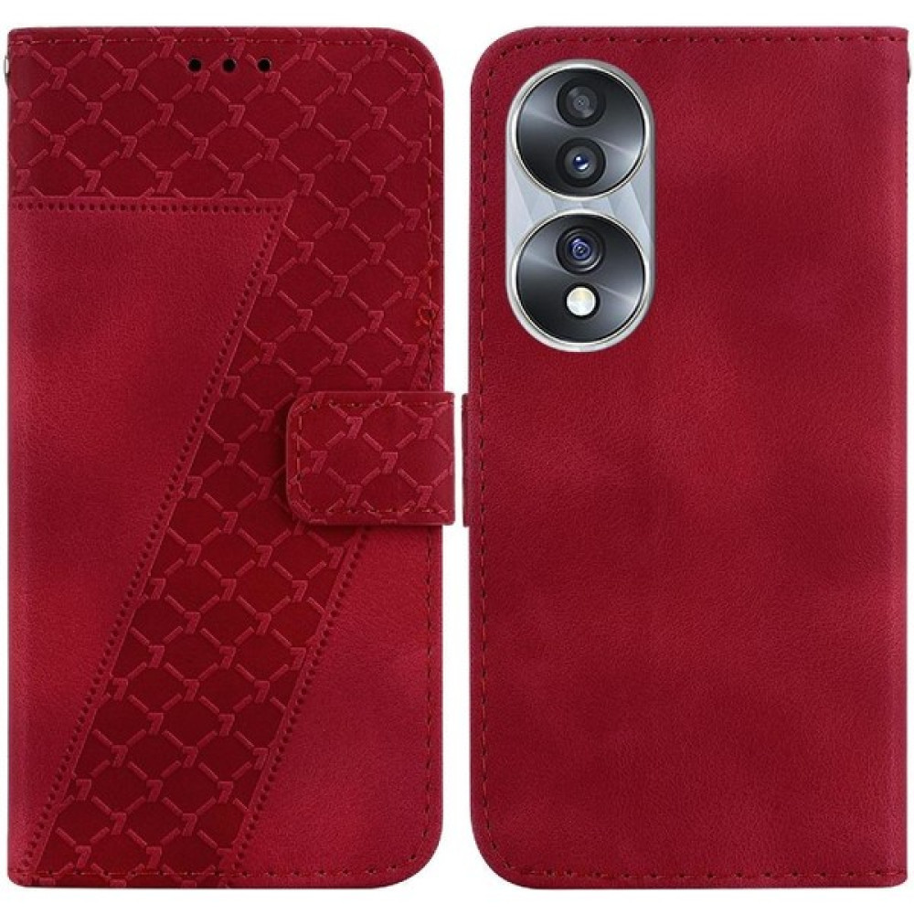 YH Market Honor Için Kılıf 70 Flip Folio Kapak Cüzdan Kart Yuvası Fonksiyonu Kabartmalı Pu (Yurt Dışından) - Kırmızı - Honor 70 Cep Telefonu Kılıfı Fiyatı