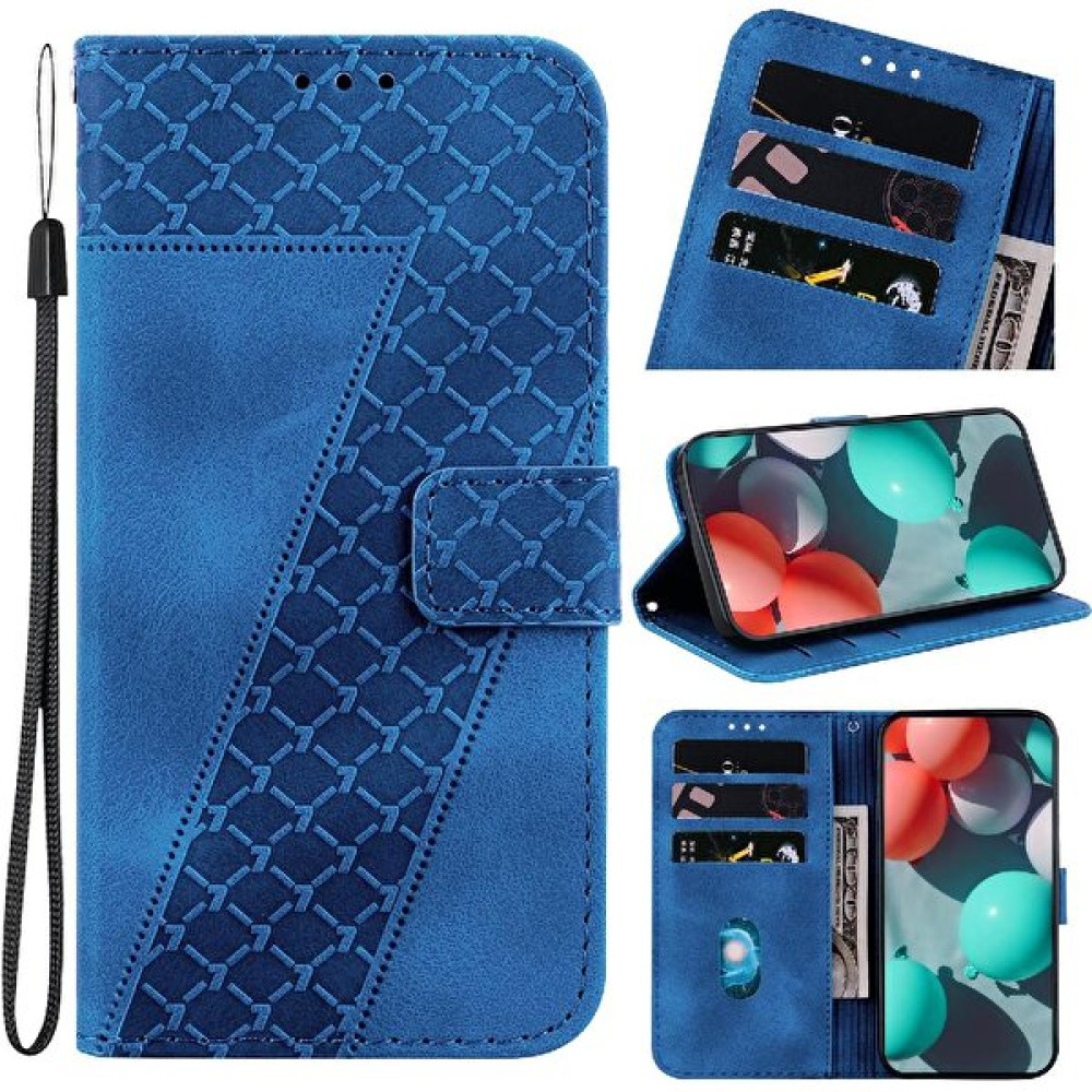 YH Market Honor Için Kılıf 70 Flip Folio Kapak Cüzdan Kart Yuvası Fonksiyonu Kabartmalı Pu (Yurt Dışından) - Mavi - Honor 70 Cep Telefonu Kılıfı Fiyatı