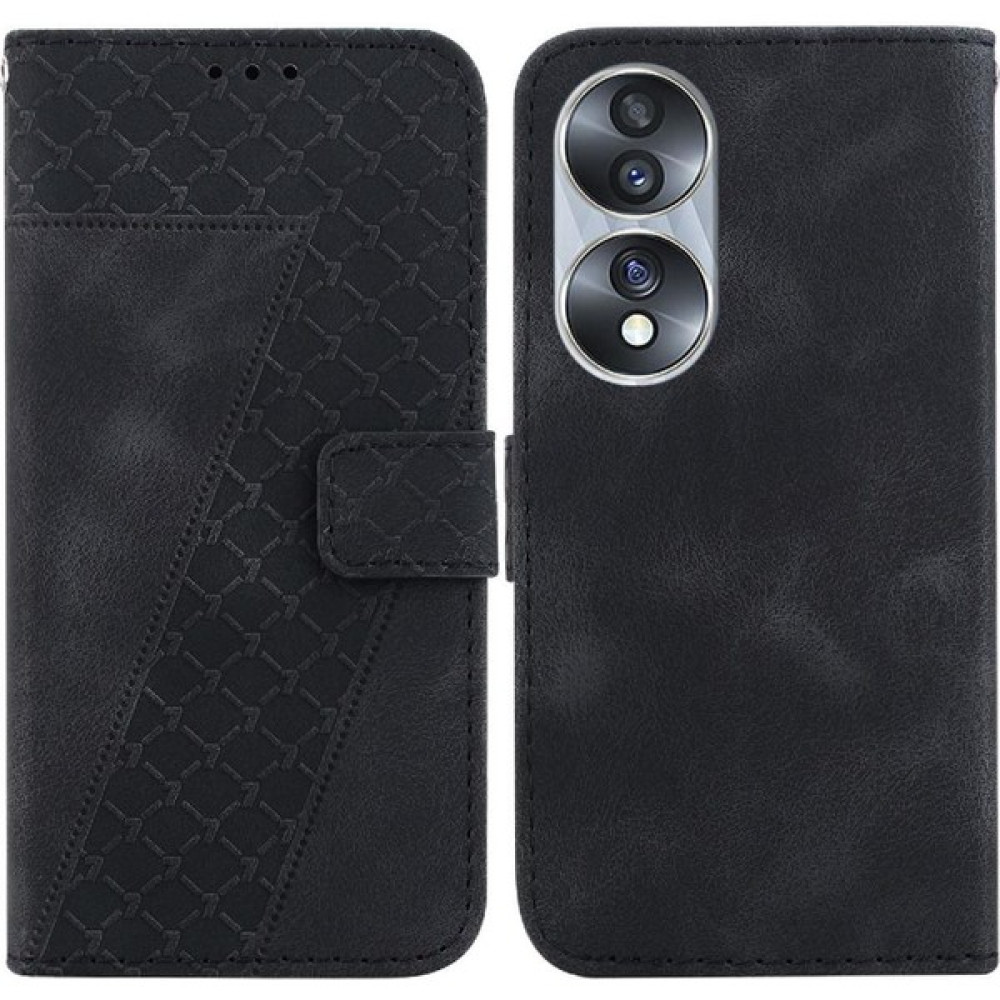 YH Market Honor Için Kılıf 70 Flip Folio Kapak Cüzdan Kart Yuvası Fonksiyonu Kabartmalı Pu (Yurt Dışından) - Siyah - Honor 70 Cep Telefonu Kılıfı Fiyatı