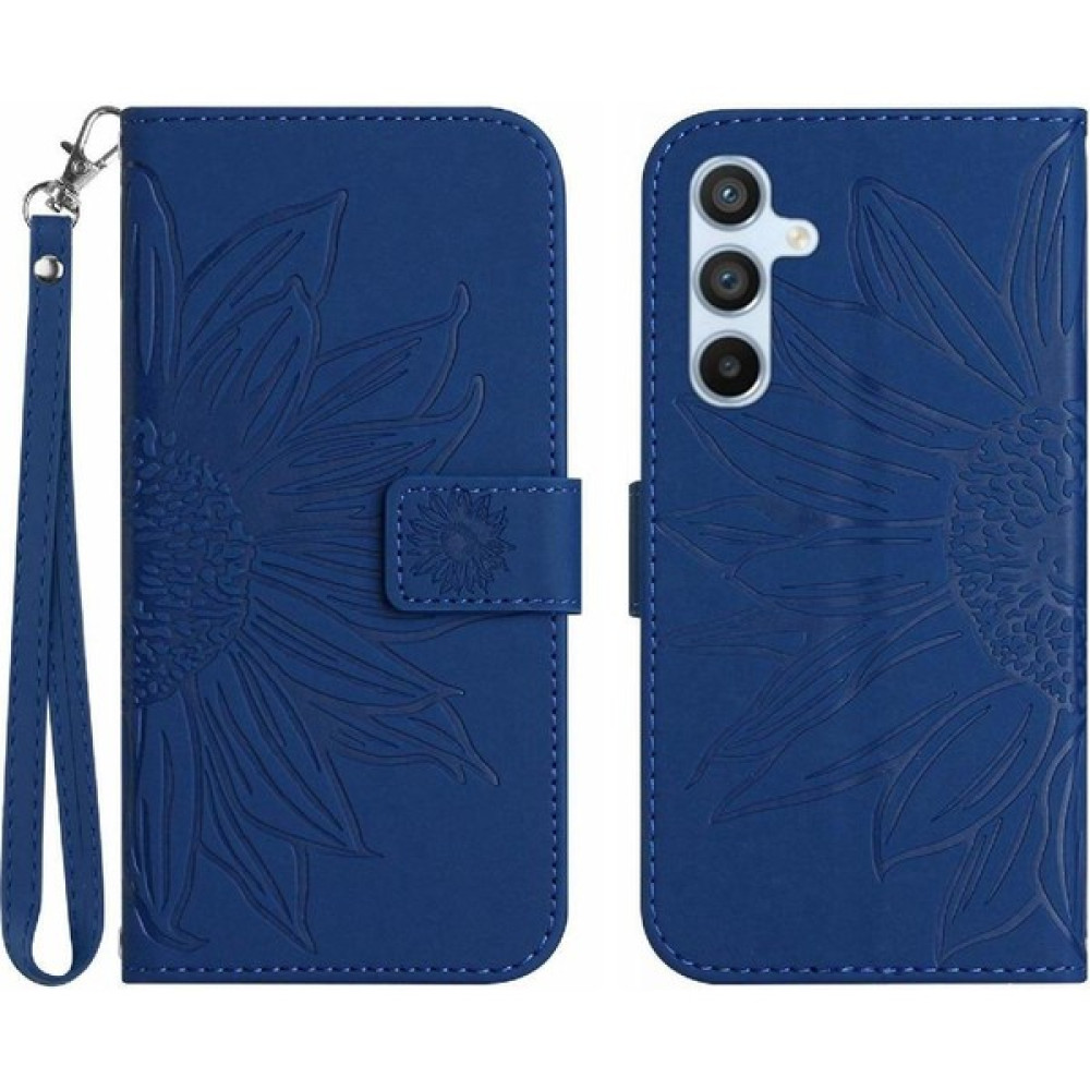 YH Market Kart Yuvaları Tutucu Kabartmalı Ayçiçeği ile Samsung Galaxy S23 Fe Için Kılıf (Yurt Dışından) - Koyu Mavi Cep Telefonu Kılıfı Fiyatı