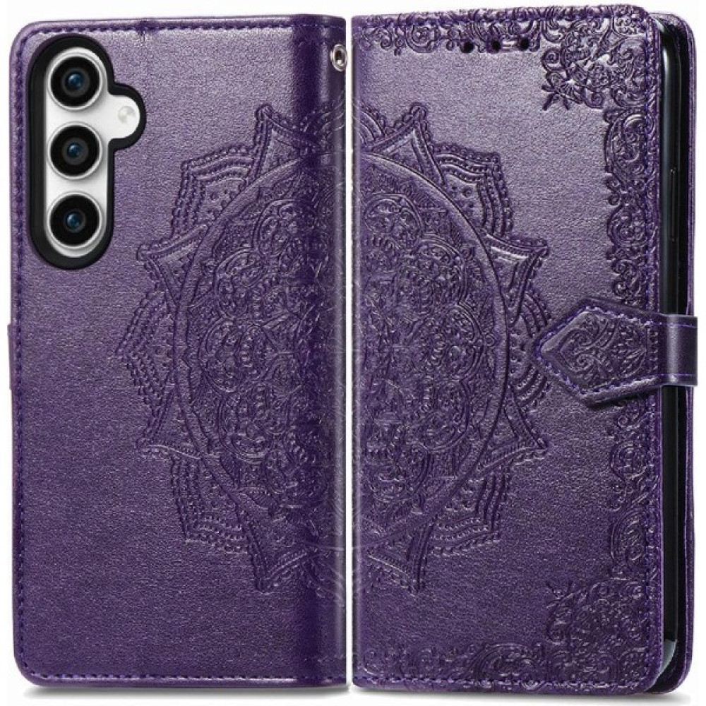 YH Market Samsung S23FE Darbeye Basit Iş Zarif Desen Flip Case (Yurt Dışından) - Mor - Galaxy S23 FE Cep Telefonu Kılıfı Fiyatı