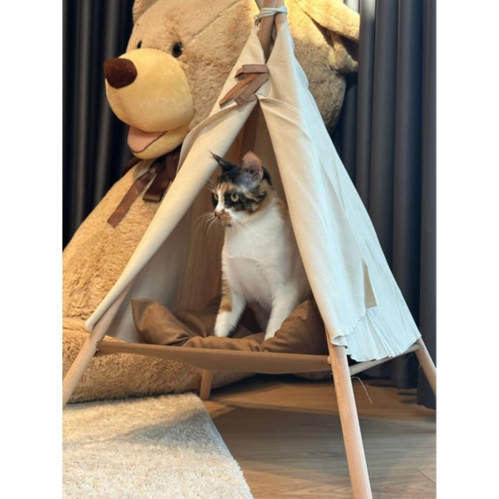 Yhh Kids Kedi Çadırı Kedi Yatağı Pofuduk Minderli - Bej Evcil Hayvan Ürünleri Fiyatı