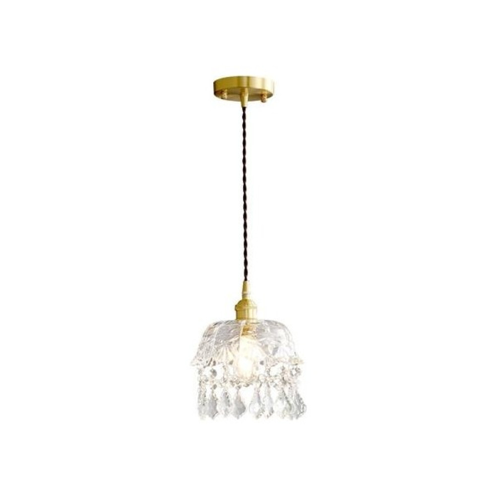 YHome 20CM Küçük Pirinç Cam Avize, 220V E27*1 Ampul Olmadan Basit Başucu Balkon Kristal Işık Koridoru Giriş Koridoru Işığı (Yurt Dışından) Avize Fiyatı