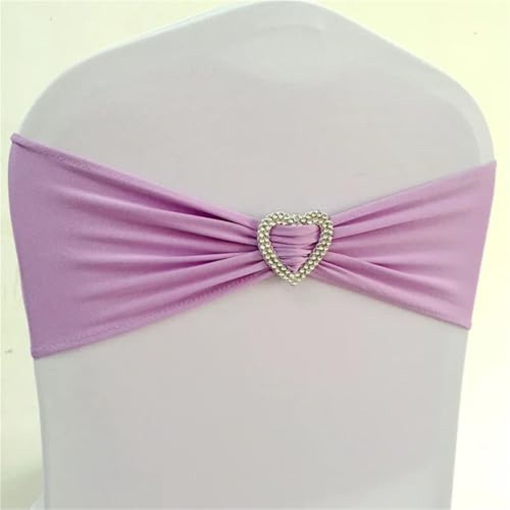 YHTNZN 10pcs 50pcs Stretch Chair Sash Bow with Heart Buckle Elastic Spandex Wedding Chair Band Sash Ties for Weddings, Parties(Lilac,10 pcs)