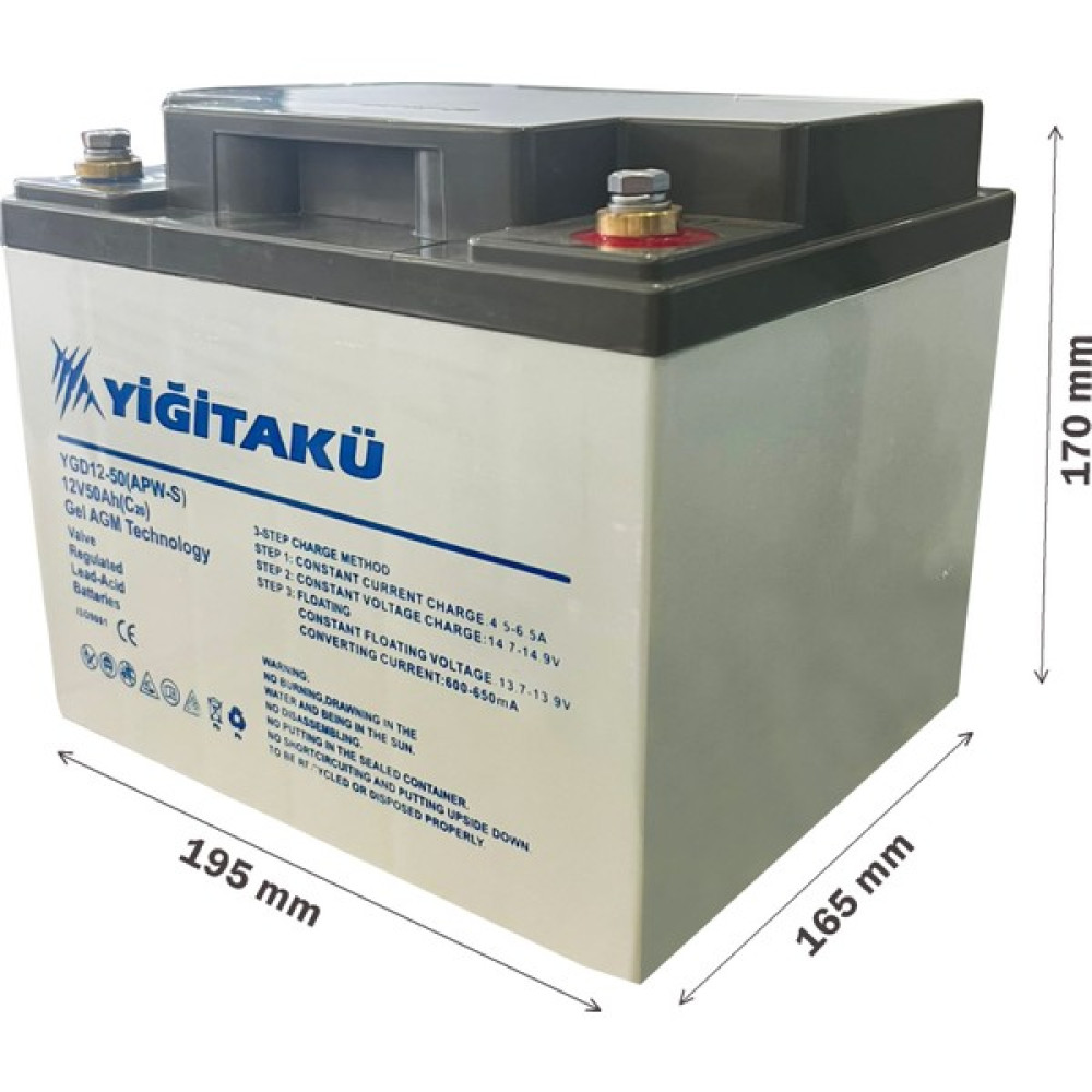 Yiğit Akü 12V 50AH Jel Engelli Araç Aküsü Akü Fiyatı