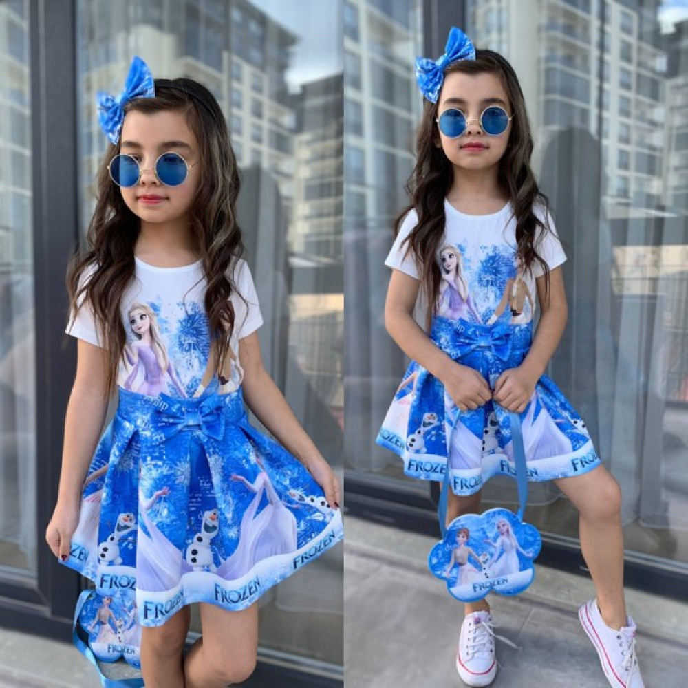Yiğit Butik Yigit Butik Frozen Elsa Etekli Çantalı Takım Kız Çocuk Giyim Takımı Fiyatı