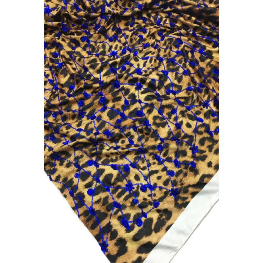 Yiğit Kumaş Ince Saten Üzeri Pul Payet Kumaş Leopar Üzeri Pullu - 135 cm - Mavi - 1 m Kumaşlar Fiyatı