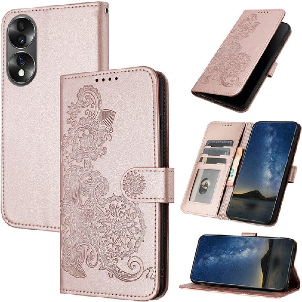 Yihang Boutique Honor 70 Flip Deri Manyetik Koruyucu Cüzdan Bilek Kayışı Telefon Kılıfı (Yurt Dışından) - Pembe Cep Telefonu Kılıfı Fiyatı
