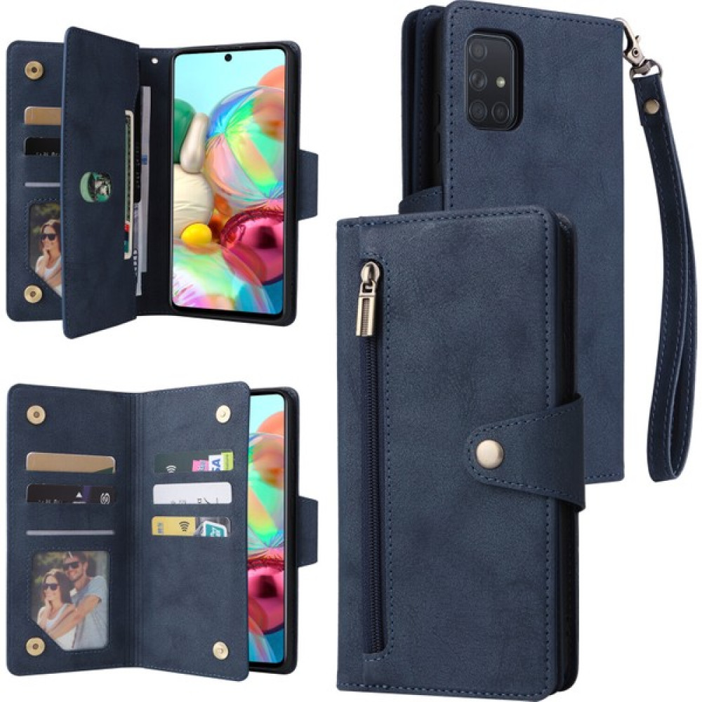 Yihang Boutique Ile Uyumlusamsung Galaxy A71 4g Mıknatıslı Deri Zip Cüzdan Kart Sahibi (Yurt Dışından) - Mavi Desenli Cep Telefonu Kılıfı Fiyatı