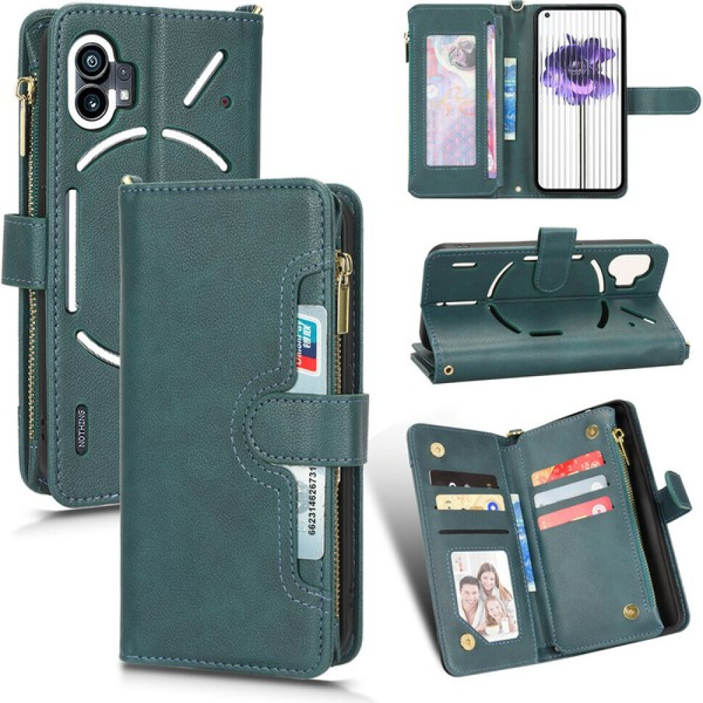 Yihang Boutique Nothing Phone 1 Cüzdan Uzun Ipli Moda Pu Deri Fermuarlı Kartlıklı Cüzdan Telefon Kılıfı (Yurt Dışından) - Yeşil Cep Telefonu Kılıfı Fiyatı