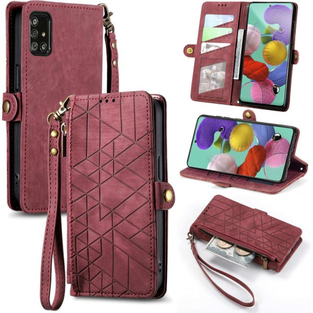 Yihang Boutique Samsung Galaxy A71 5g Cüzdan Kılıf Kelebek Kabartmalı Pu Deri Kickstand Kart Yuvaları Flip Folyo Kapak (Yurt Dışından) - Kırmızı Cep Telefonu Kılıfı Fiyatı