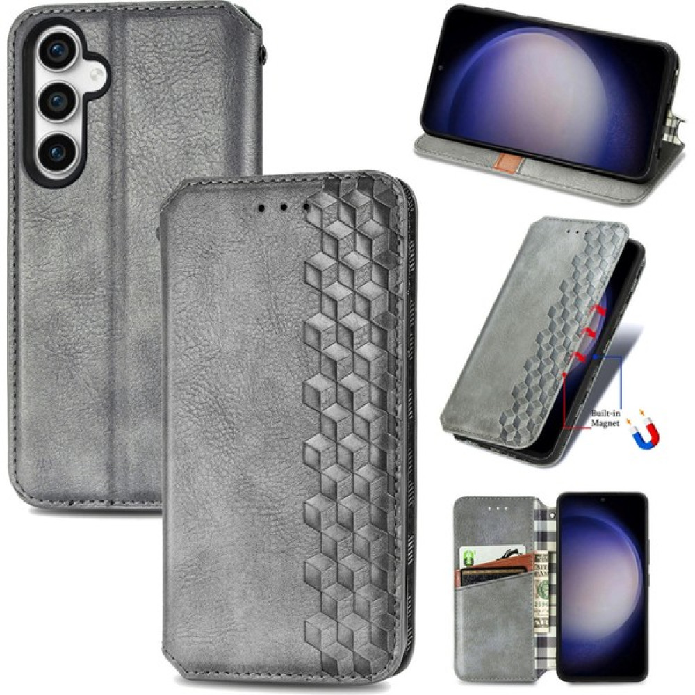 Yihang Boutique Samsung Galaxy S23 Fe Kart Tutuculu Cüzdan Pu Deri Çevirme Çubuğu Telefon Kılıfı (Yurt Dışından) - Gri Cep Telefonu Kılıfı Fiyatı