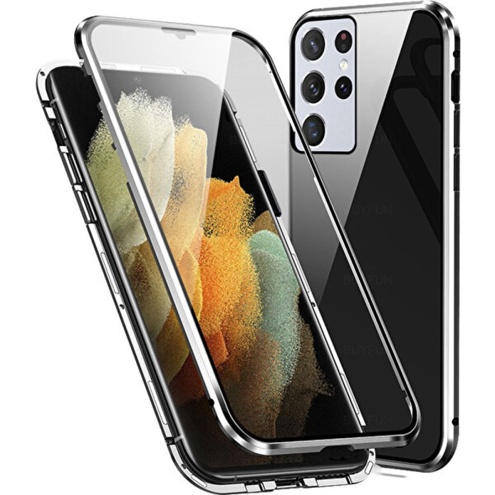 Yijun Metal Çerçeveli, Samsung Galaxy A14 Kamera Manyetik Kasaya Uygun Çift Taraflı Magneto Cep Telefonu Kılıfı (Yurt Dışından) - Gümüş Cep Telefonu Kılıfı Fiyatı