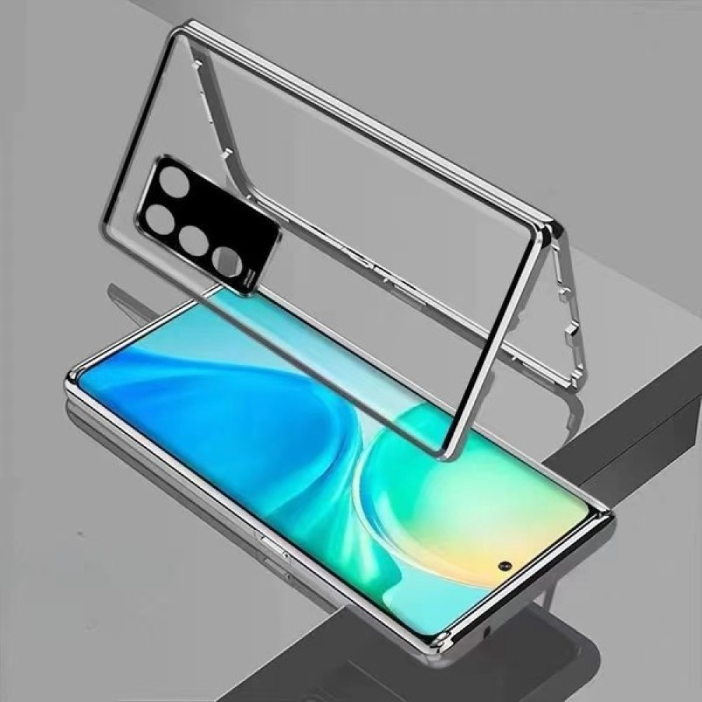 Yijun Vivo V29 Için Uygun Çift Taraflı Patlamaya Dayanıklı Kamera Magneto Metal Çerçeve Manyetik Cep Telefonu Koruyucu Kılıf (Yurt Dışından) - Gümüş Cep Telefonu Kılıfı Fiyatı
