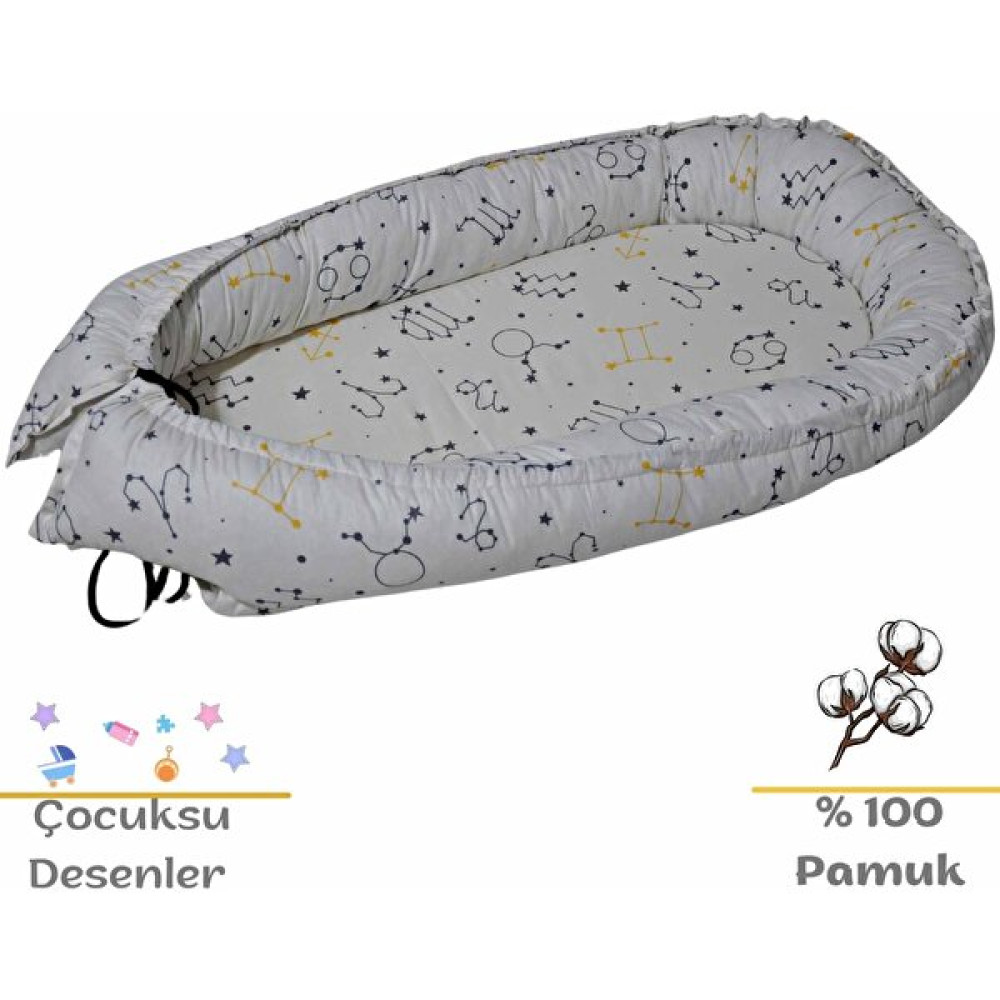 Yıkanabilir % 100 Pamuk Kumaş Anne Yanı Babynest - 50 x 70 cm - Açık Gri Bebek Yatağı Fiyatı