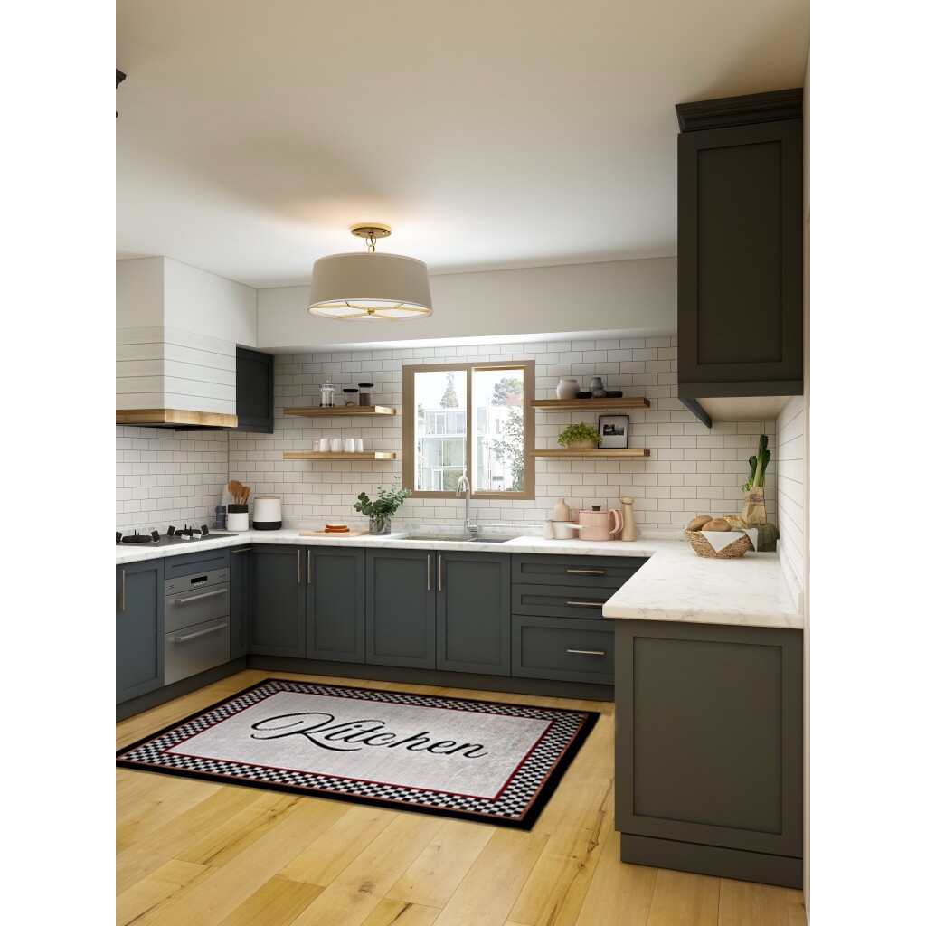 Yıkanabilir Mutfak Desenli Kaymaz Taban Dijital Baskı Halı - 120 x 180 cm - Renkli Salon Halısı Fiyatı
