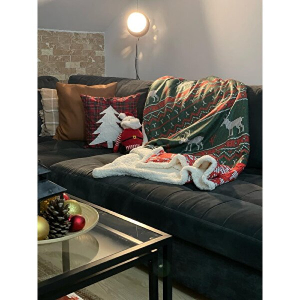 Yılbaşı Desenli Tv Battaniyesi Sherpa - 150 x 180 cm - Renkli Battaniye Fiyatı